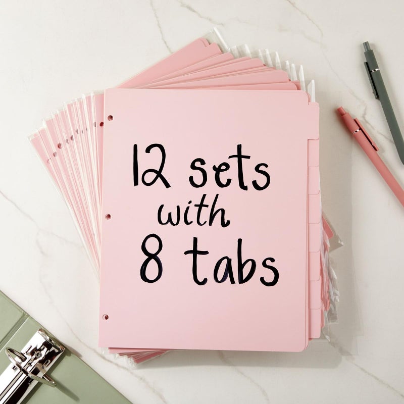 Paper Junkie Binder Dividers with Tabs - Letter Size, Pink, 96 Count - Dividers for 3-Ring Binder for School, Office Supplies & Nursing School Supplies - Image 3